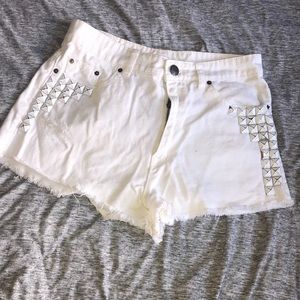 BDG high rise white denim shorts! Size 28